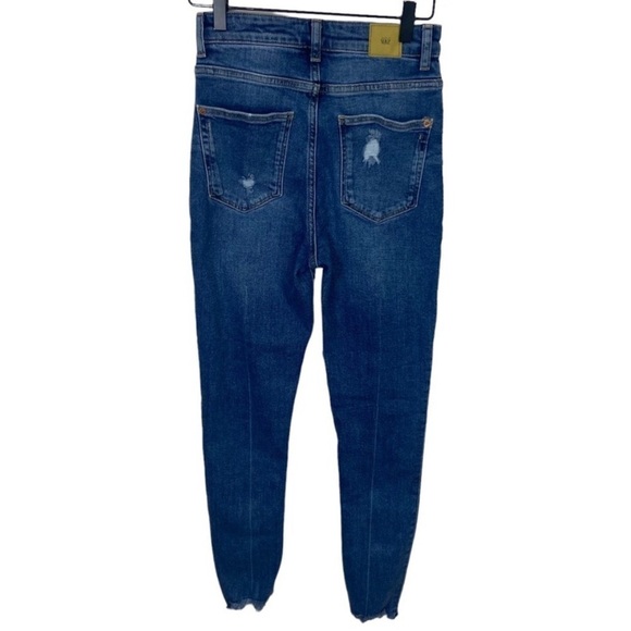 ZARA Distressed High Rise Skinny Jeans Raw Hem Size 4 - Picture 3 of 6